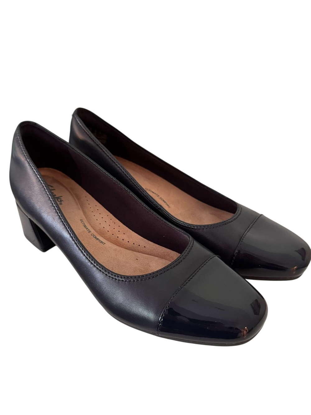 Clark’s Collection Midnight Navy Low Block Heel Pumps - Sleek Professional Style